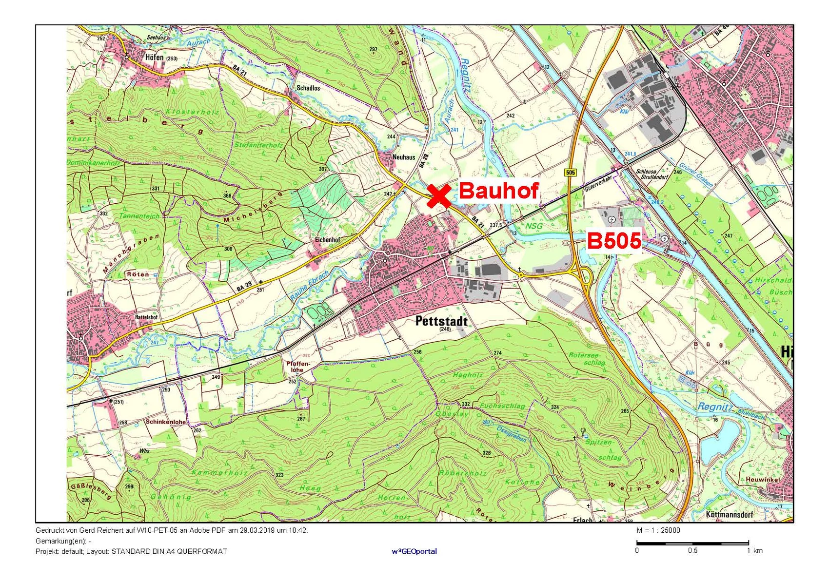 Wegweiser zum Bauhof der Gemeinde Pettstadt